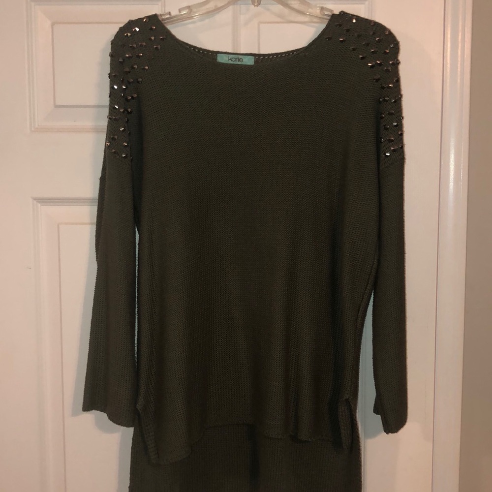 Studded shoulder sweater